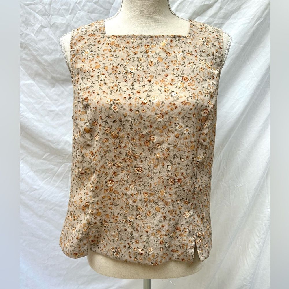 Bice Sag Harbor Ditsy Floral Print Shirt Sleeveless Vest Gardencore Sz 14 Large